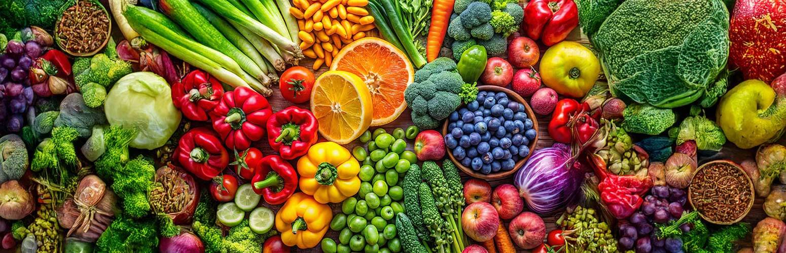 Fresh organic fruits and vegetables