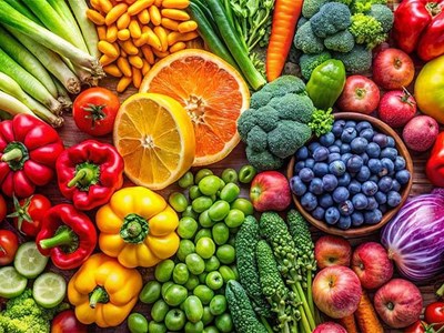 Fresh organic fruits and vegetables