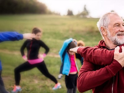 Active people doing exercise